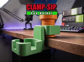 Clamp-Sip: Desk Cup Holder with Spoon-Holder Screw