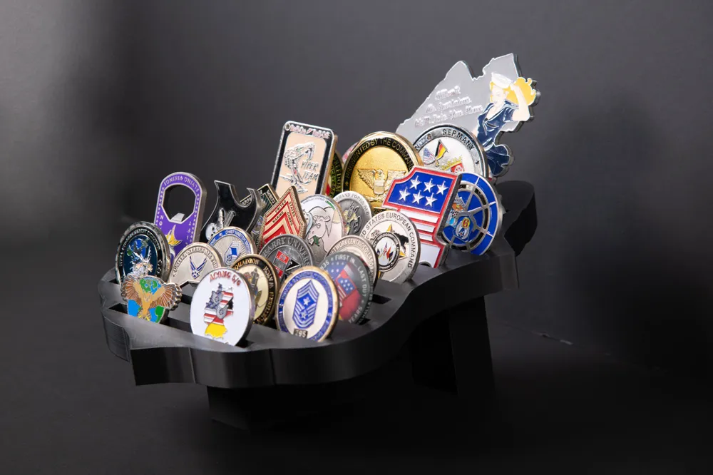 Badge Desk Challenge Coin Display - Free 3D Print Model - MakerWorld