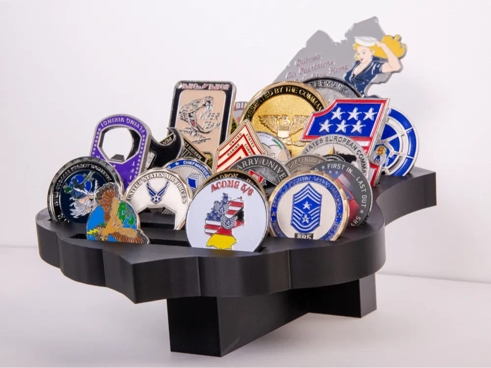 Badge Desk Challenge Coin Display - Free 3D Print Model - MakerWorld