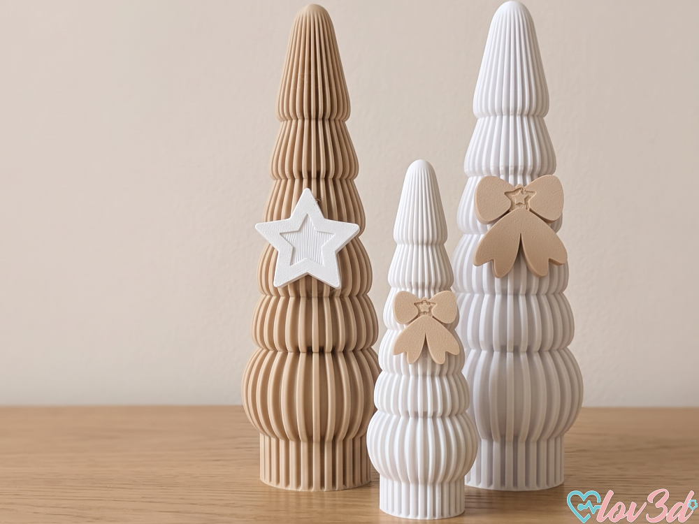 Scandi Christmas Trees with Star & Bow Plugs - 1