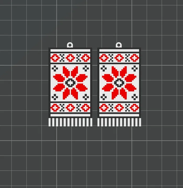 Ukrainian Star Towel Earrings view 3