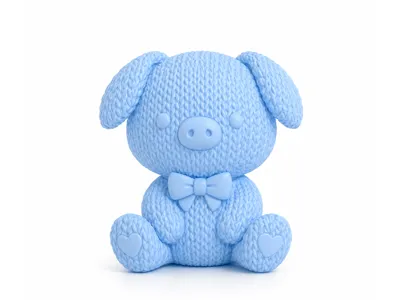 Adorable Knitted Piggy with Bow Tie @DUDU