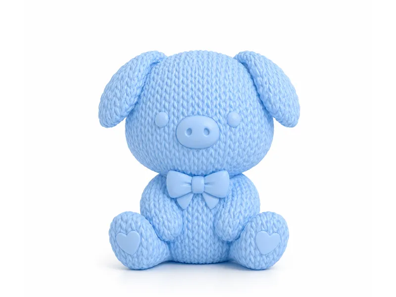 Adorable Knitted Piggy with Bow Tie @DUDU