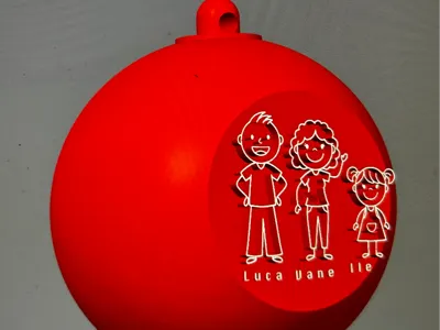 Christmas ball family with baby girl