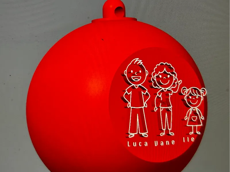 palla di natale famiglia con bimba