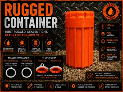 100mm Rugged Container w/ Lid & Gasket
