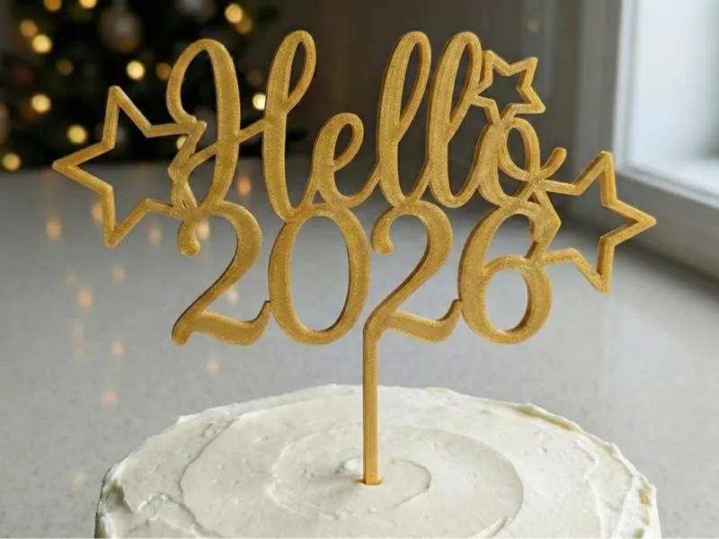 2026 NEW YEAR Modern Outline Cake Topper