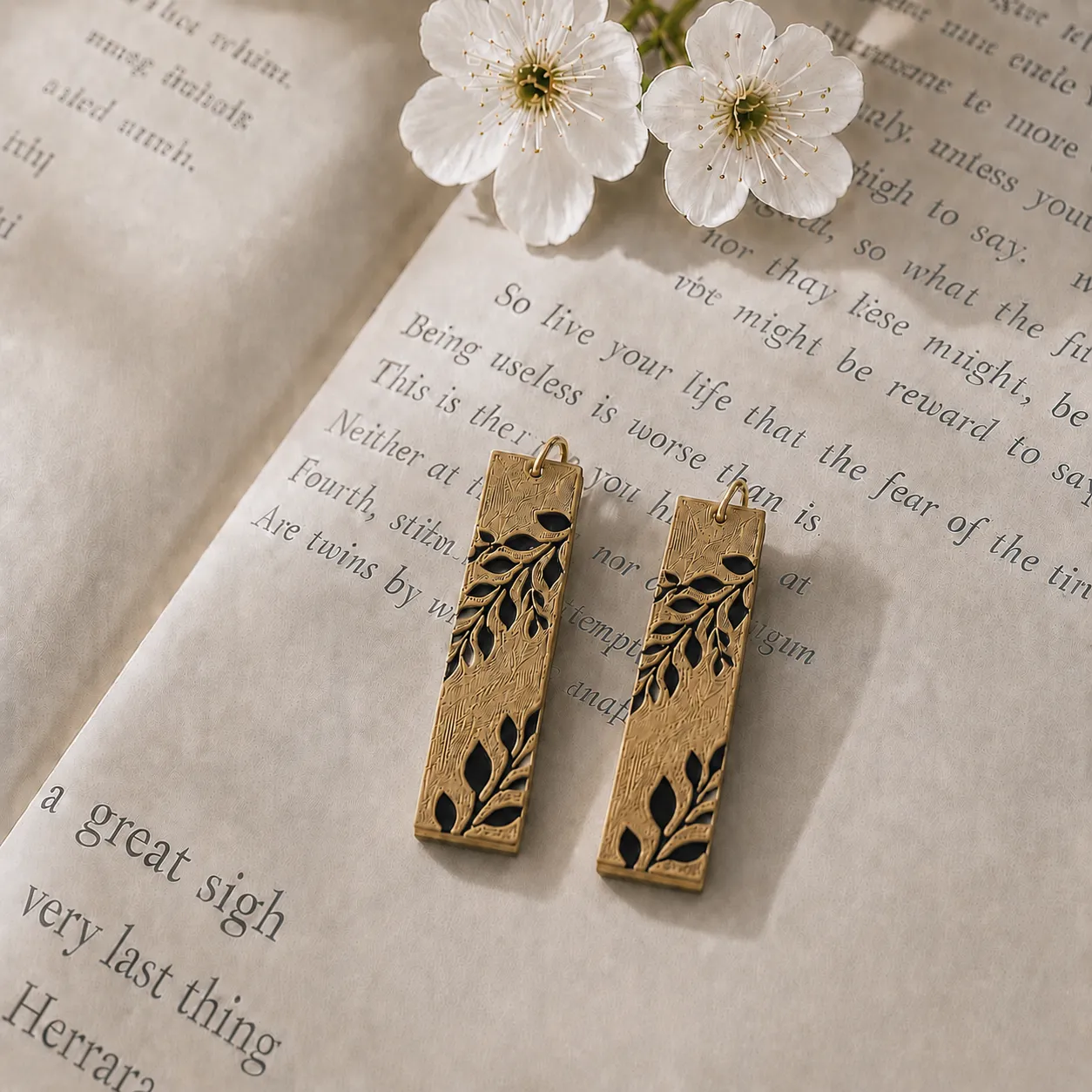 Misty Leaf Silhouette Earrings view 4