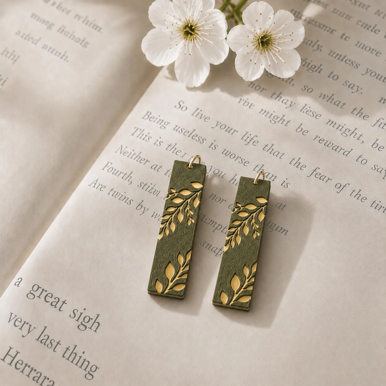 Misty Leaf Silhouette Earrings view 3