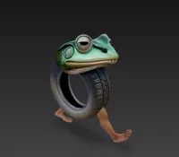 Figurine créature meme grenouille-pneu — photo 1