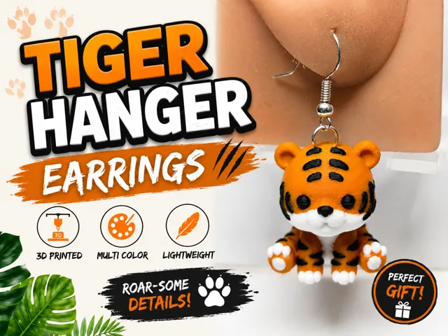 Tiger Hanging Earrings