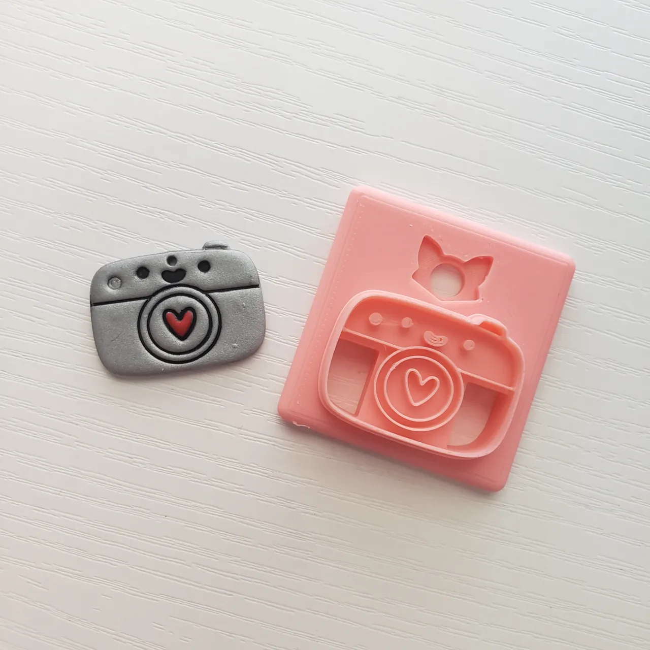 Cute Valentine Camera Polymer Clay Earring Cutter view 4