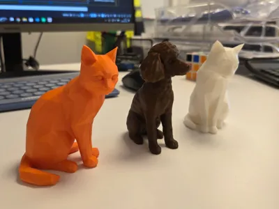 Low Poly Orange Cat Figurine