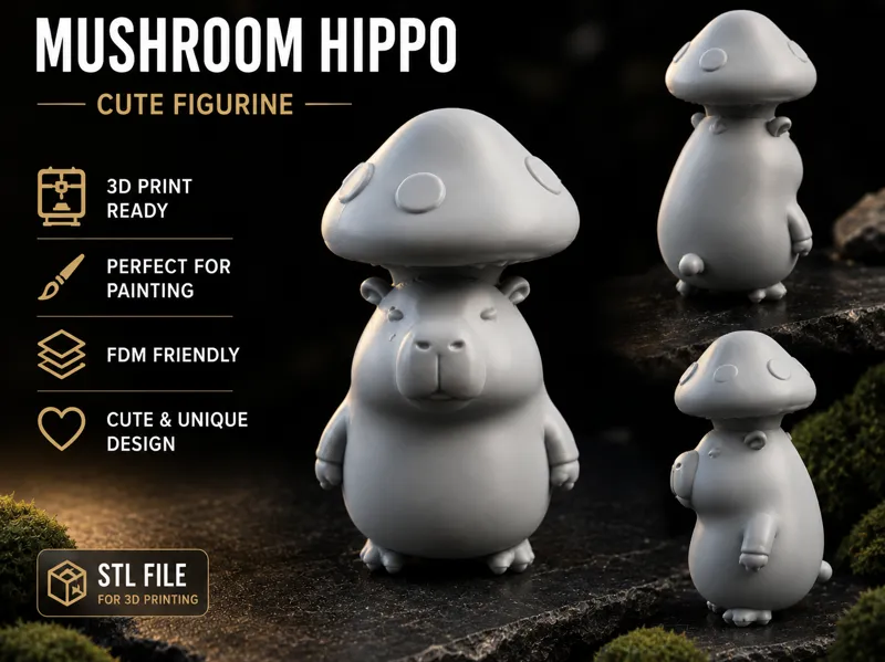 Cute Mushroom Capybara Figurine