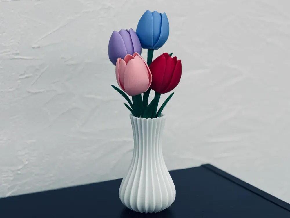 Tulip with stem and leaves - Free 3D Print Model - MakerWorld