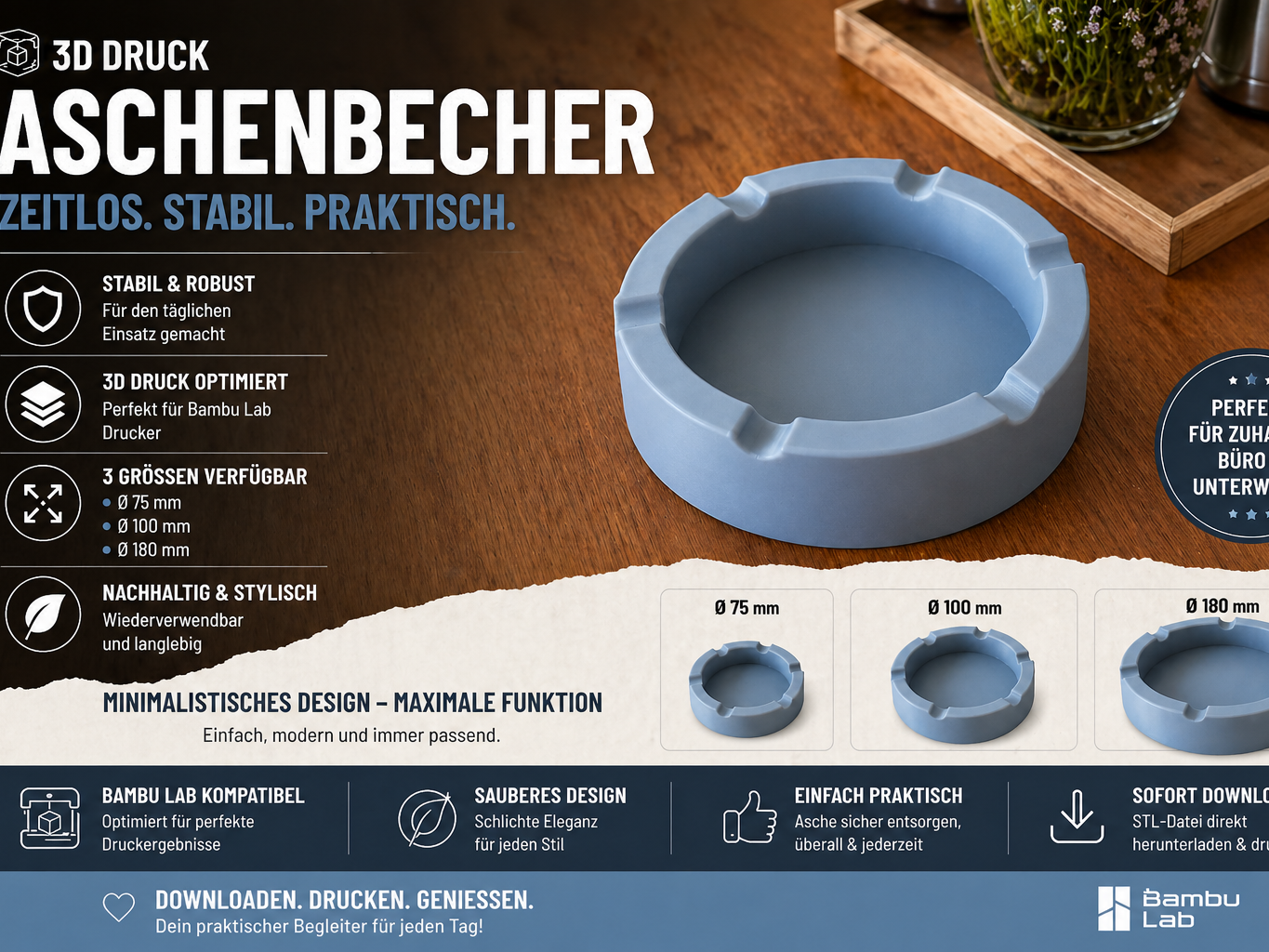 funktionaler Aschenbecher- minimalistisches Design