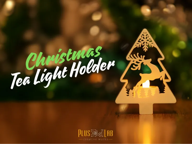 Christmas Tree LED Tea Light with Reindeer Details