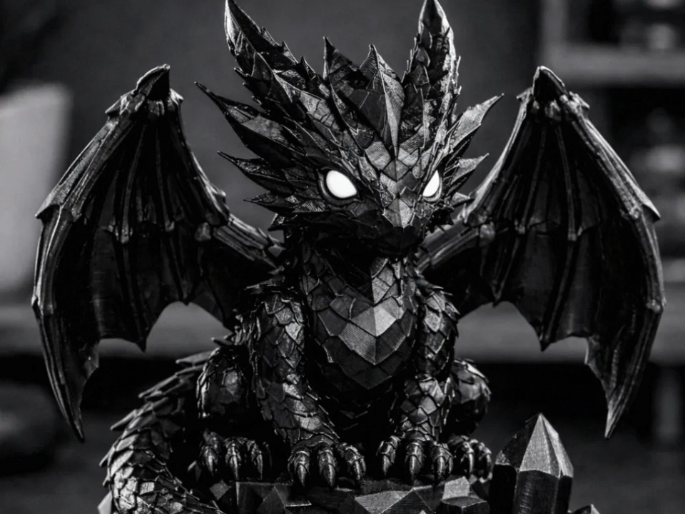Dragon de cristal sur trône