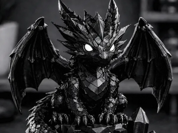 Dragon de cristal sur trône