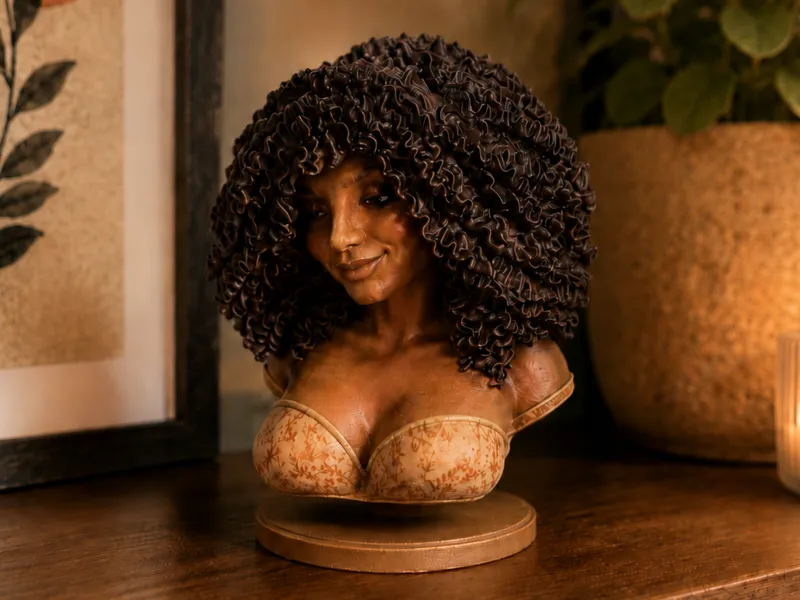 Curly Hair Grace Bust - Decorative Shelf Sculpture