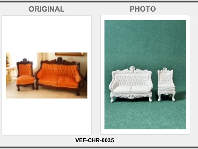 Rococo Chair & Setee VEF-CHR-0035 1:12 Dollhouse