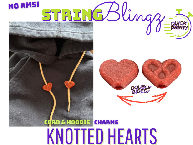 Knotted Heart StringBlingz | Hoodie Cord Charms