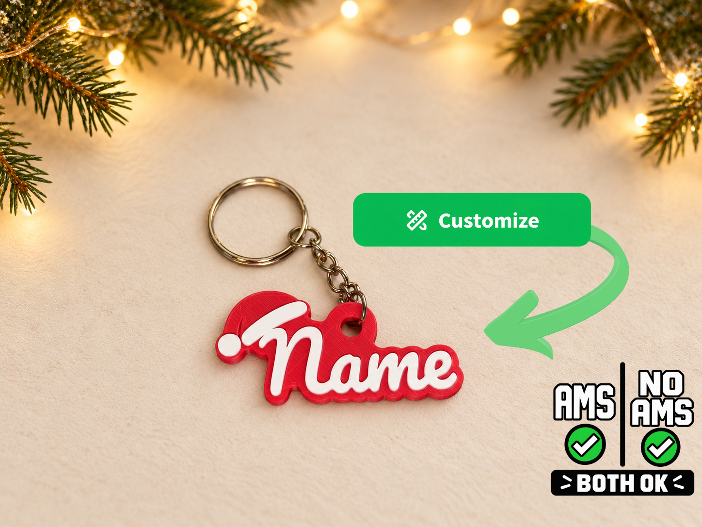 Personalized Christmas Name Keychain - 1