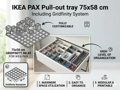 IKEA Pax Pull-out tray, 75x58 cm gridfinity