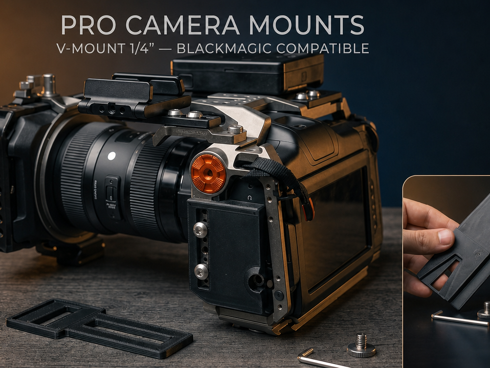 Camera mounts with 1/4" nuts and V-mount