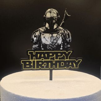 The mandelorian Happy Birthday Cake topper