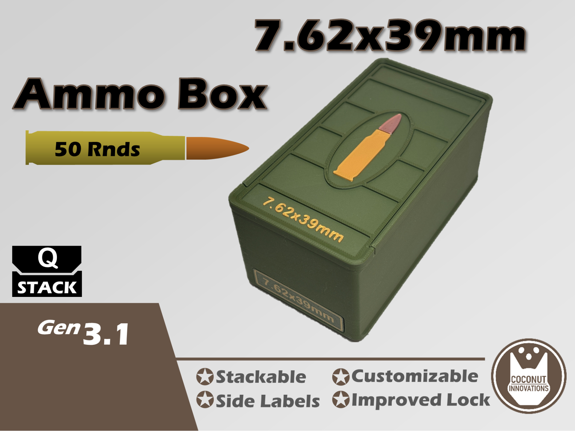 Ammo Storage Box - 7.62x39mm - 50 Rounds