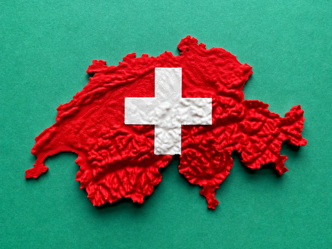 Switzerland topographical flag model