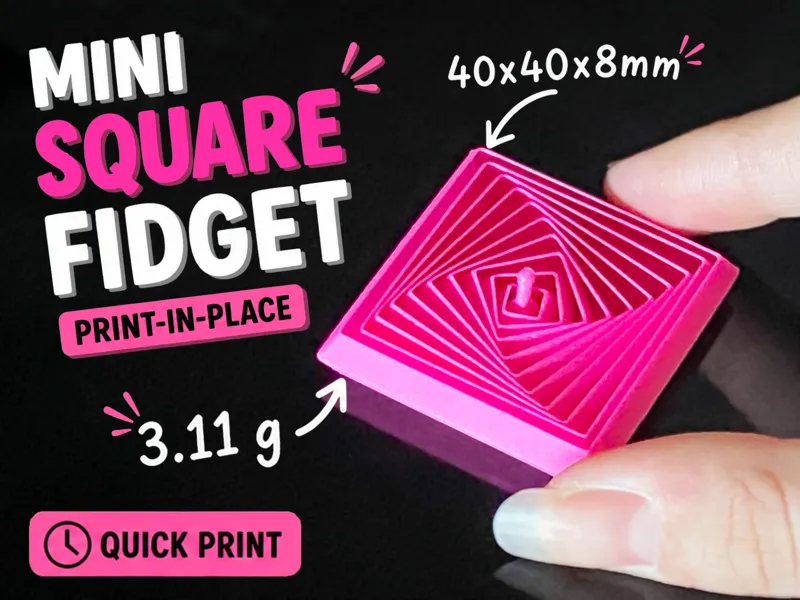 Mini Square Fidget – Print in Place (10 Rings)
