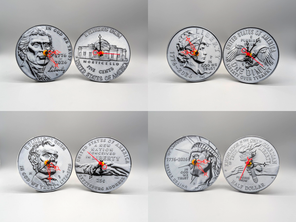 US Semi-Quincentennial Coin Desk Clocks