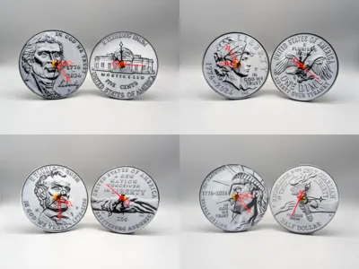 US Semi-Quincentennial Coin Desk Clocks