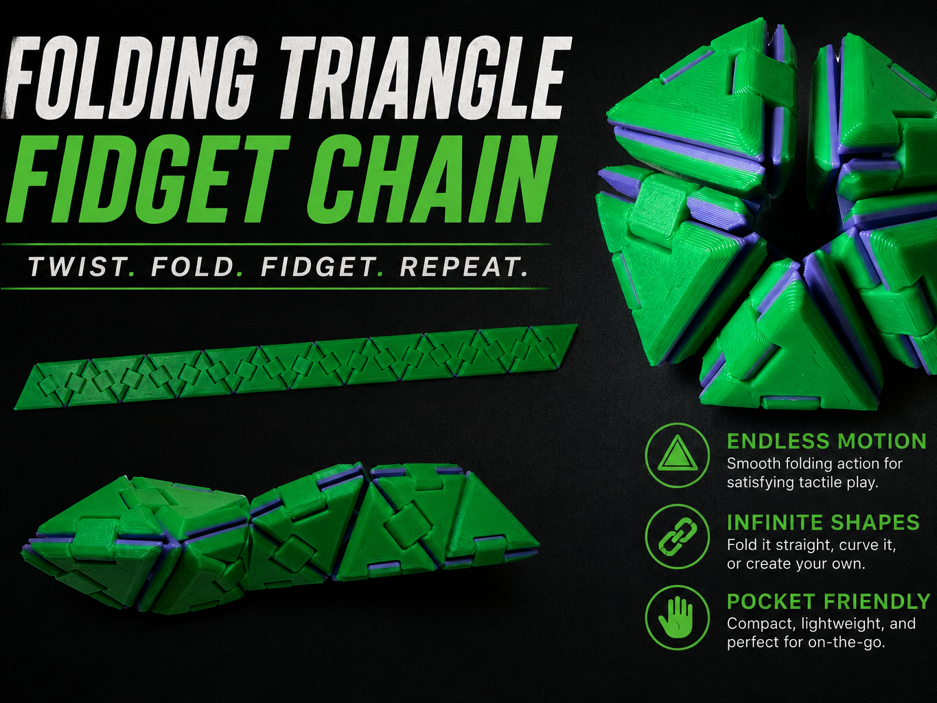 Folding Triangle Fidget Chain V2