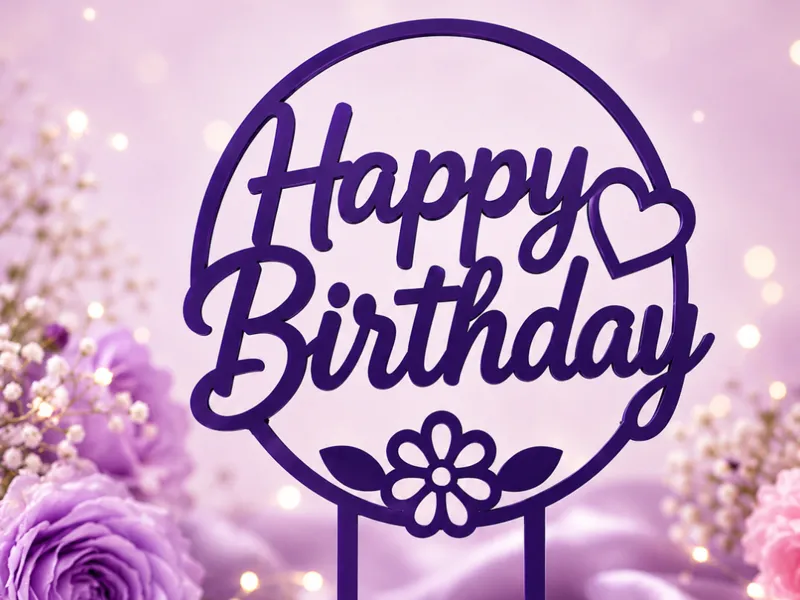 Elegant Happy Birthday Cake Topper
