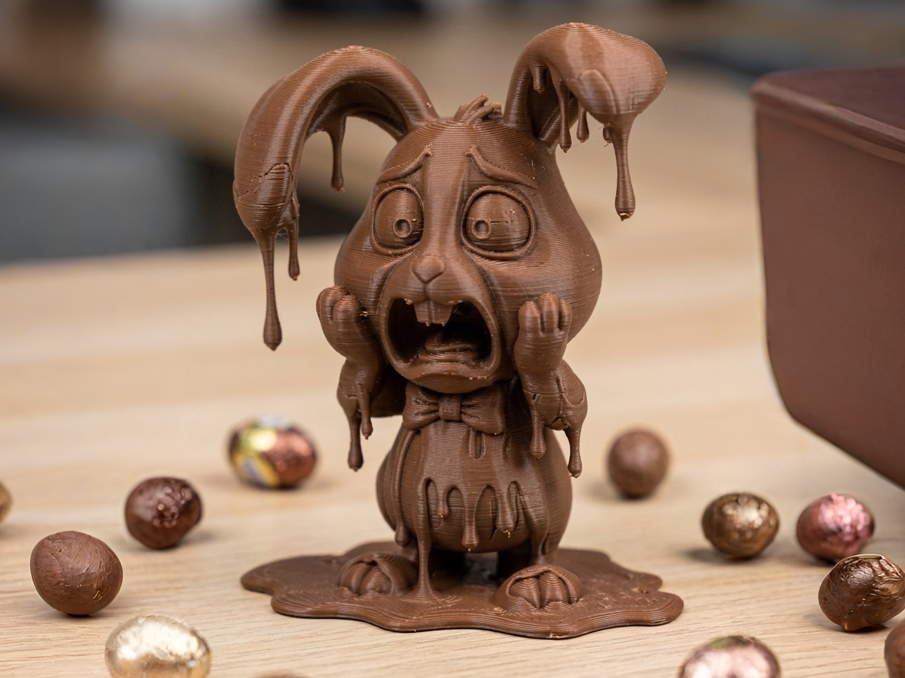 Easter - Funny Scared Melted Chocolate Bunny