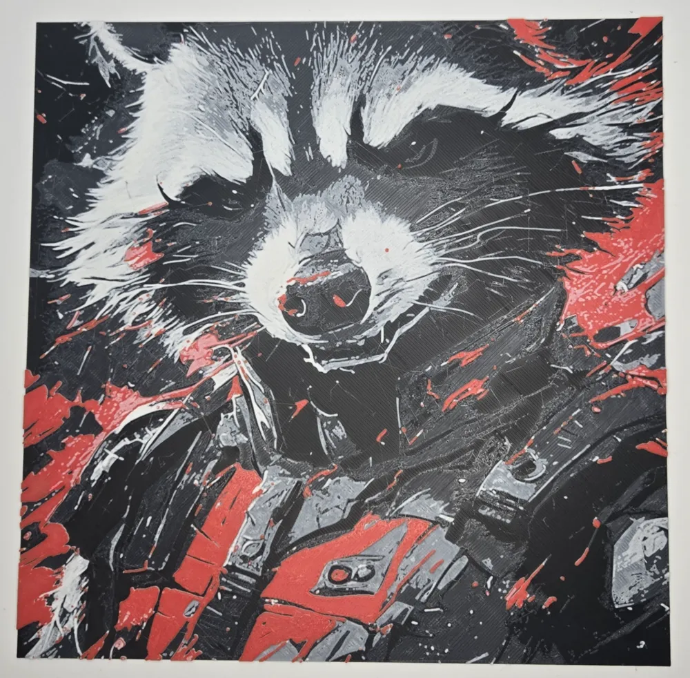 Heroforge Raccoon Rocket Raccoon Hueforge by LoFi Layers MakerWorld: Download Free 3D Models