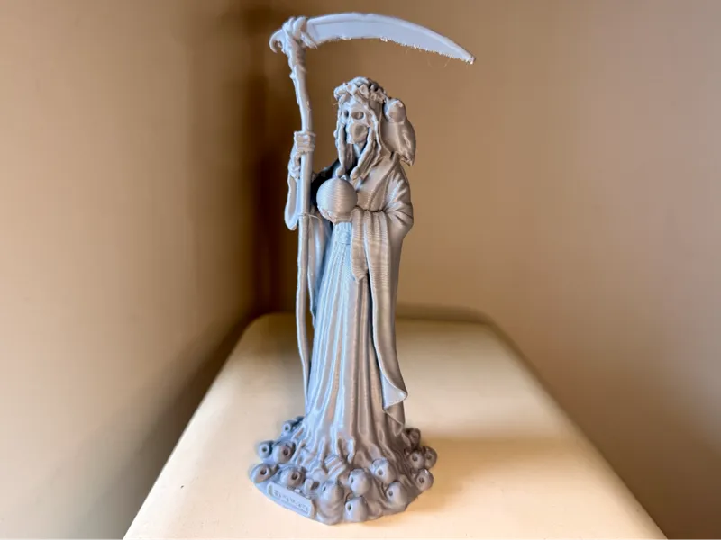 Santa Muerte Skeleton Figure with Scythe and Orb