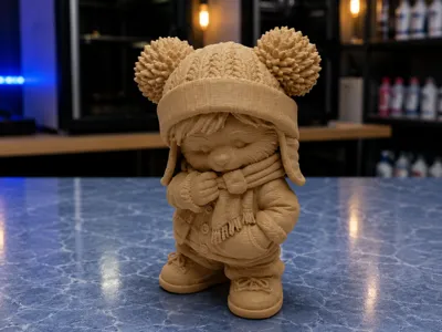 Cozy Winter Figure with Hat and Scarf