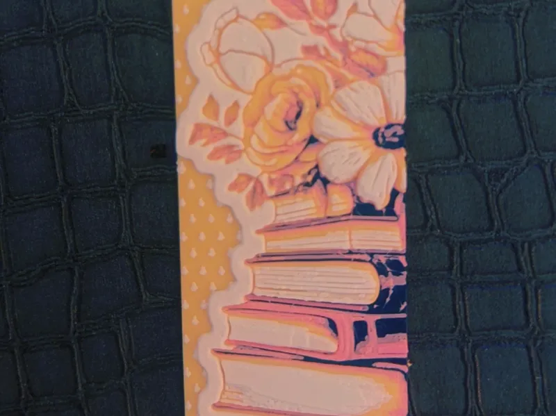 Golden Garden Book Stack Bookmark Flowers