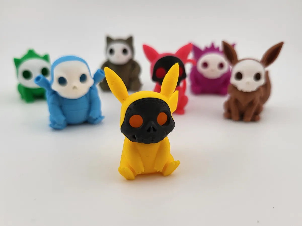 Mini Pikachu Skull – NO AMS Figure toy art by Mad power MakerWorld: Download Free 3D Models - 3D model önizlemesi