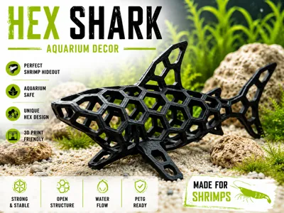 HEX SHARK–Voronoi Shark Aquarium Shrimp Hideout