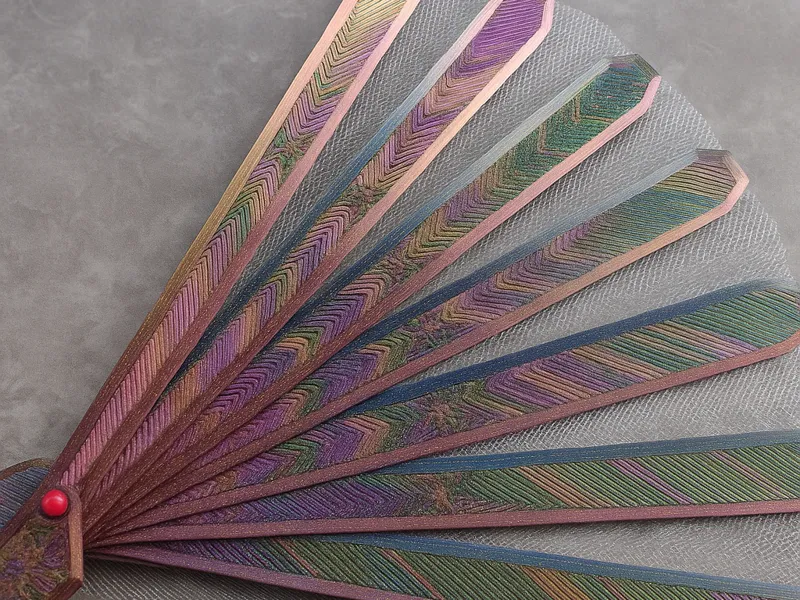 Shimmering Hand Fan Holographic Plate Tulle Hinged