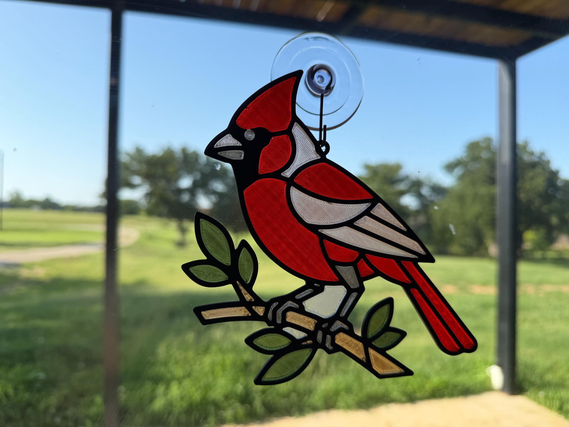 ‍ Cardinal Suncatcher — Stained-Glass