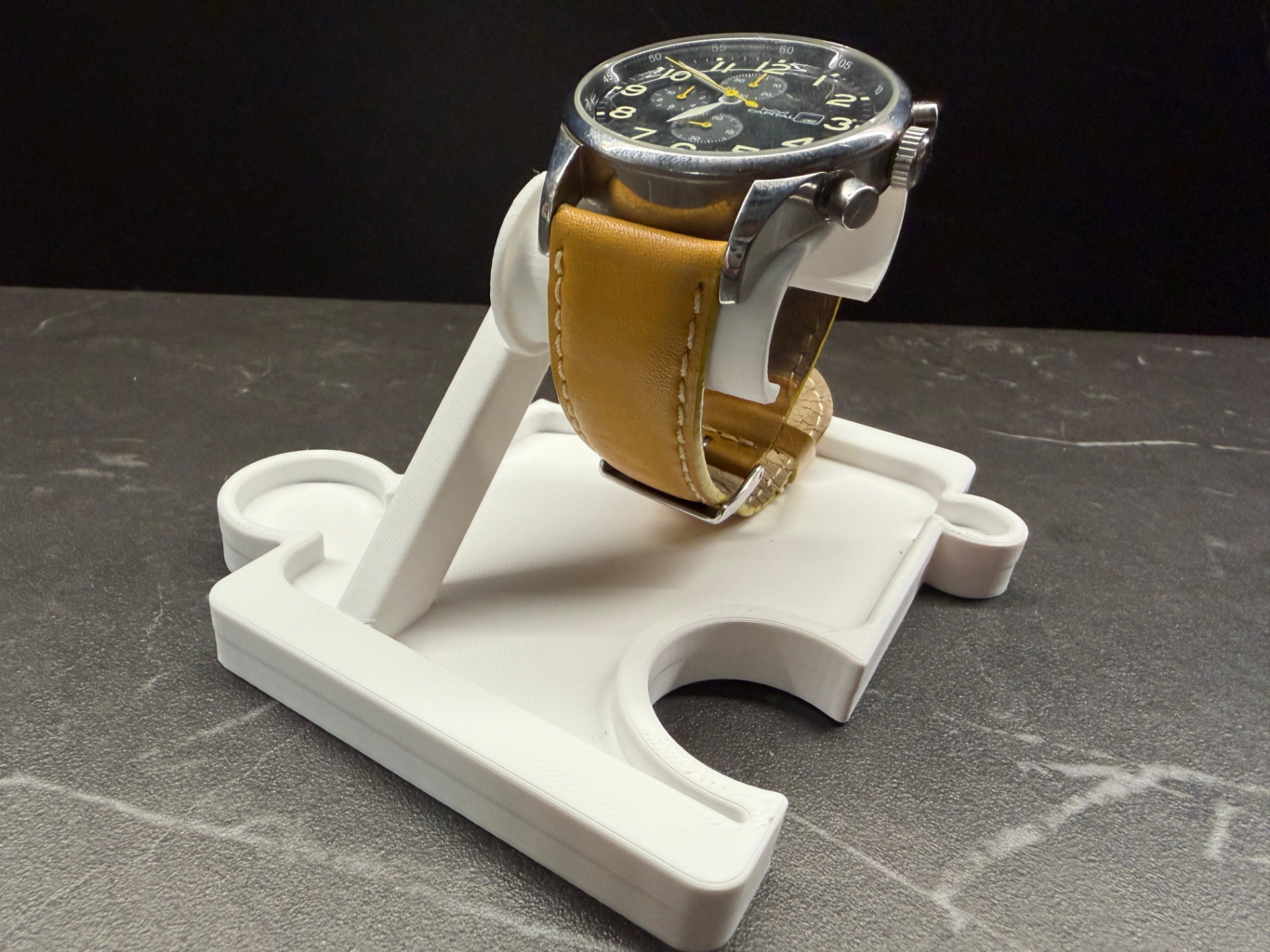 Stand porta orologio modulare, PLA + anello in TPU