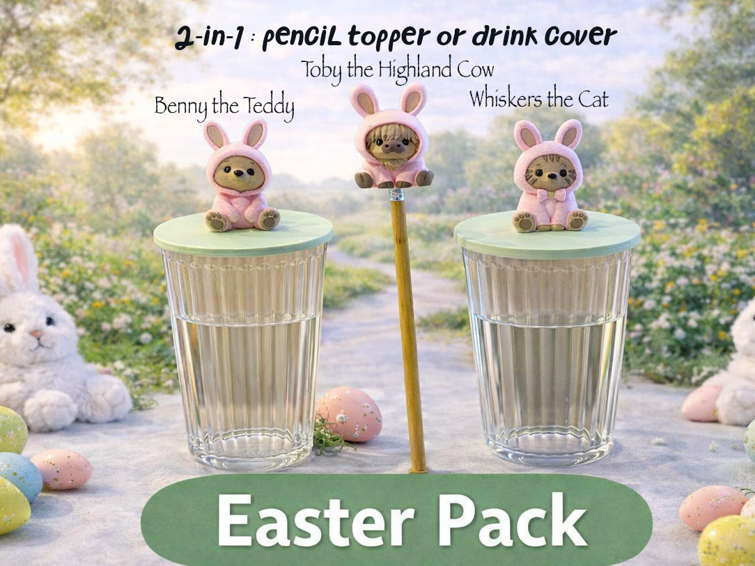 Easter Bunny Trio - Pencil Topper & Drink Cover