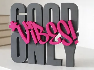 GOOD VIBES ONLY Printed Desk Sign Modern Decor 