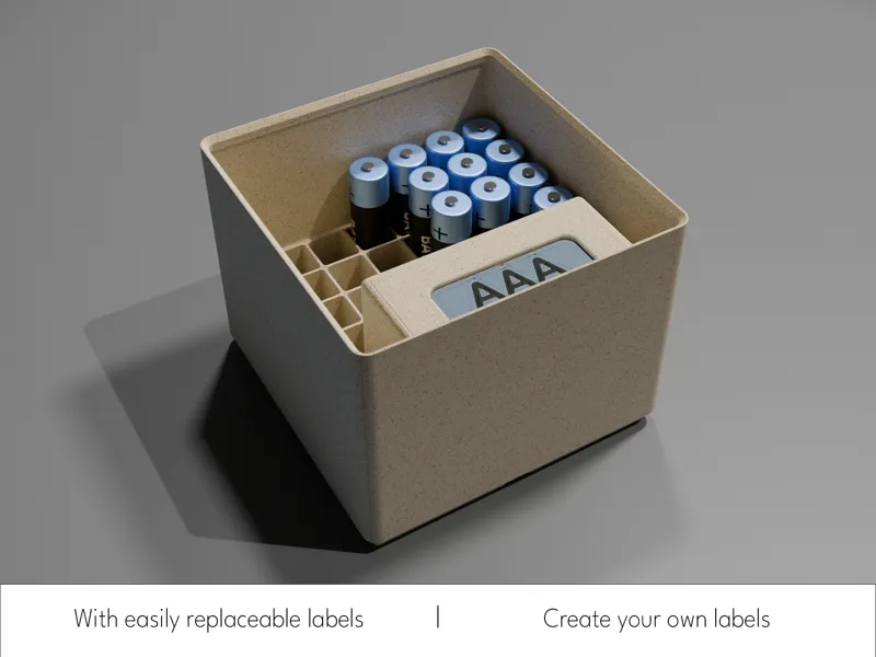 Gridfinity AAA Battery Storage 2x2x9 with Label